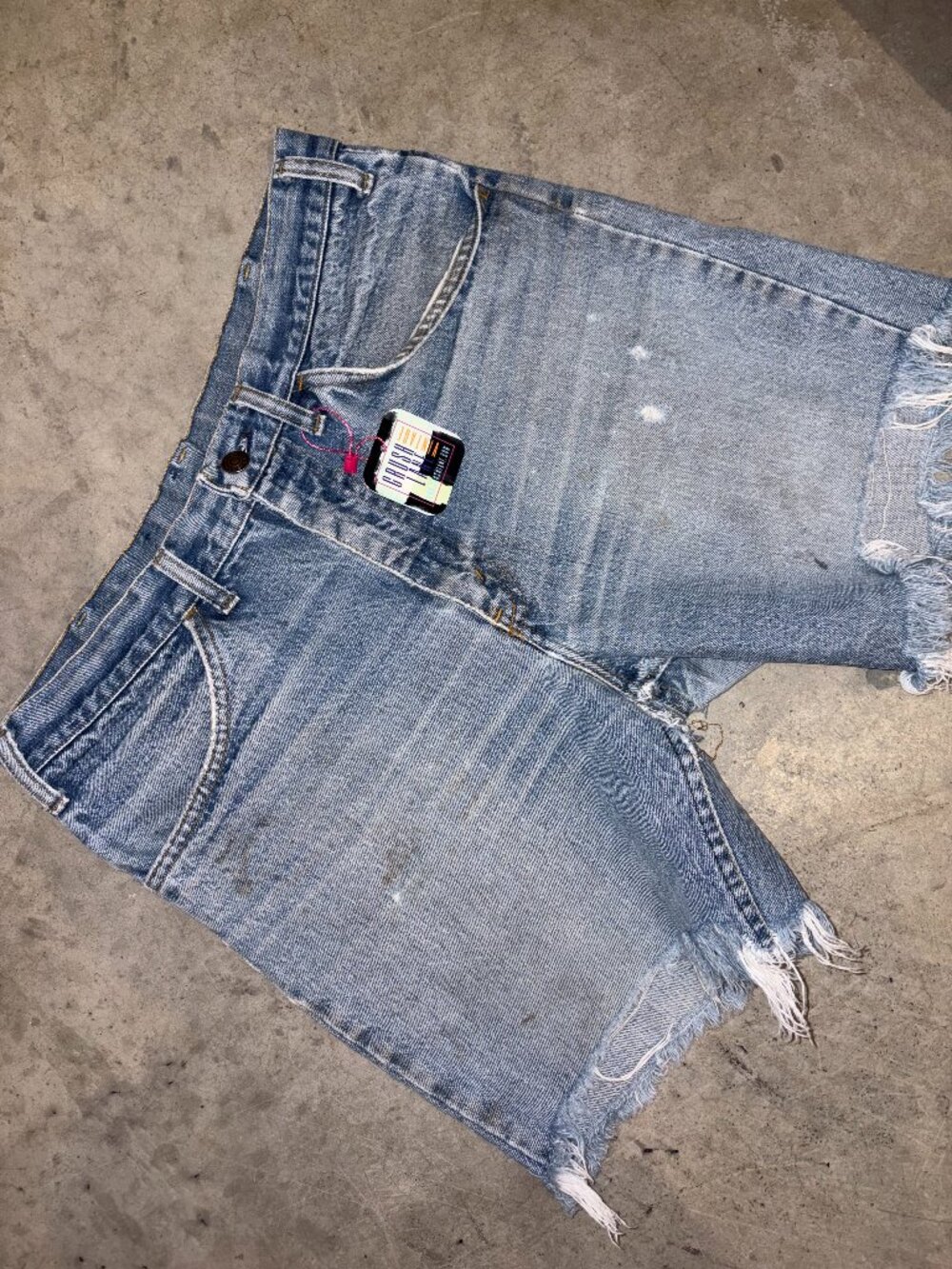 Vintage Plain Pockets Distressed Denim Cut Off Shorts
